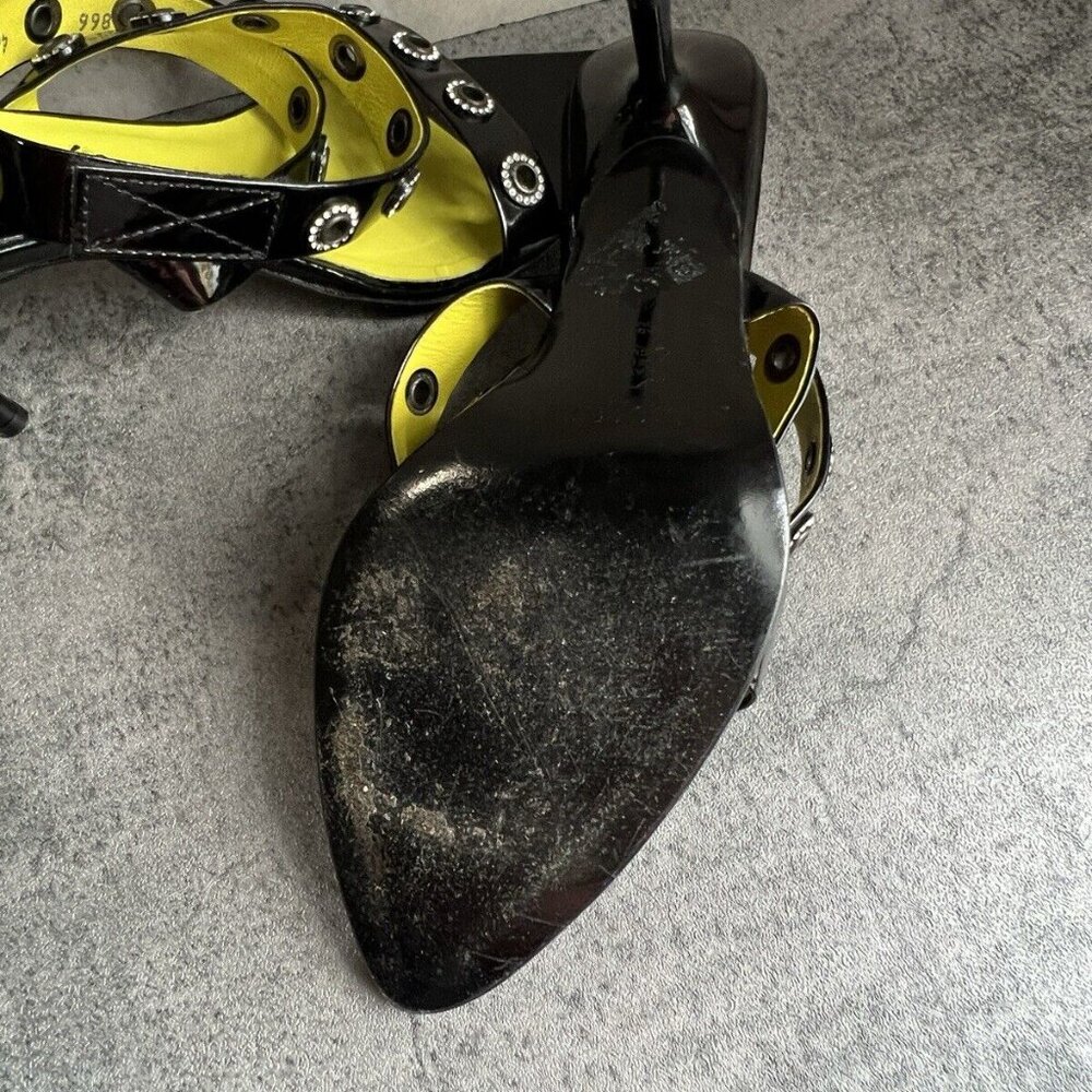 PEDRO GARCIA Black Patent Leather Sandals Heels Size 9.5 - Picture 14 of 16